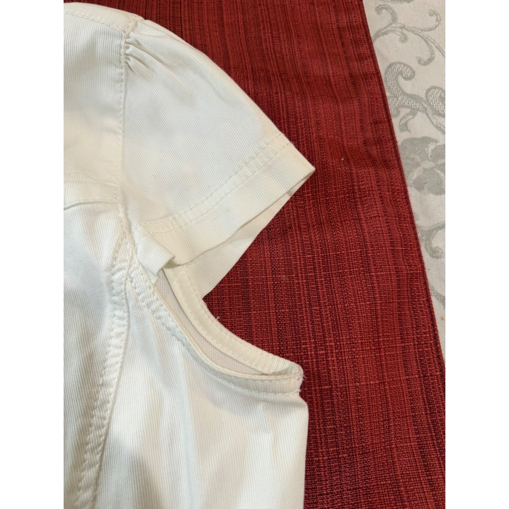 Ann Taylor Loft White Corduroy Short Sleeve Button Up Jacket Size 10 - Picture 7 of 9